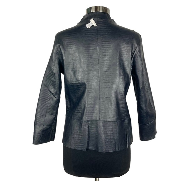 CHICOS KIMBERLY REVERSIBLE STRIKING ANIMAL MIDNIGHT LAVA EMBOSSED LEATHER JACKET - Picture 5 of 16